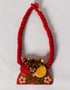 Blue Pottery Guccha Necklace With One Bead Earring (Red)